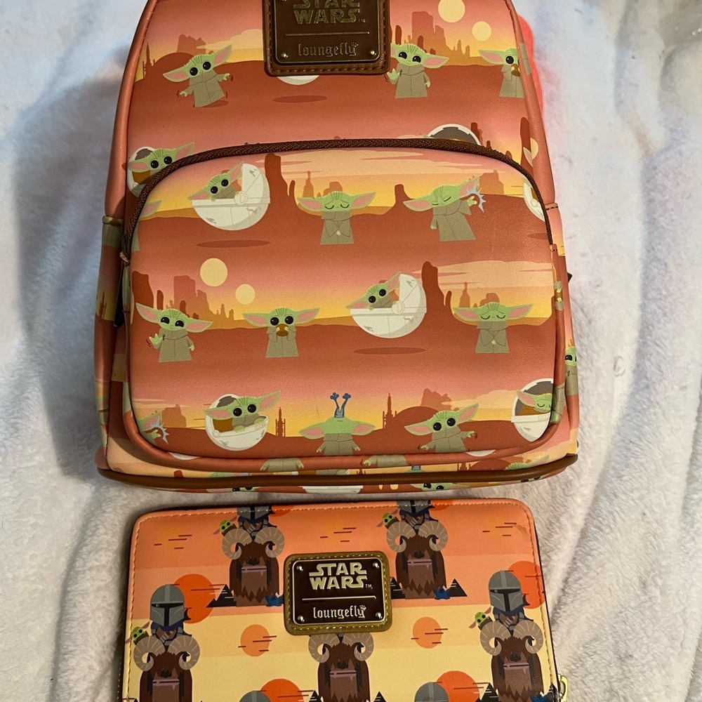 Loungefly Star Wars Kids Backpack and Wallet Set - Orange and Brown